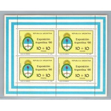 ARGENTINA HOJA BLOQUE ESCUDOS EXPOSICION DEL ´66 DE GRAN CALIDAD !!